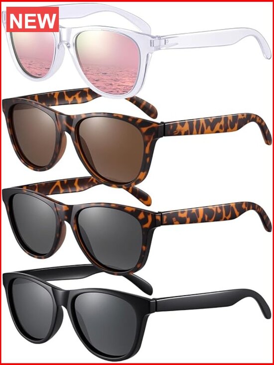 4 Pack Polarized Round Sunglasses UV400 Protection Retro Classic main image 6